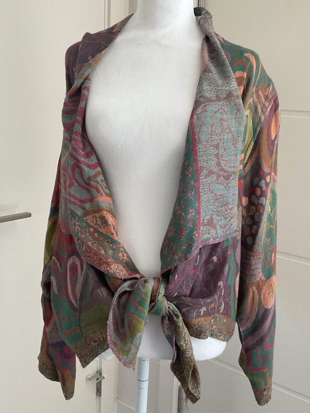 **Baba ** One-Size Multicolor Ruana Open Knit Shawl - Picture 4 of 6